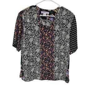 K.B. Lawrence Floral Print Short Sleeve Blouse Multi Women's Plus 14 Bohemian